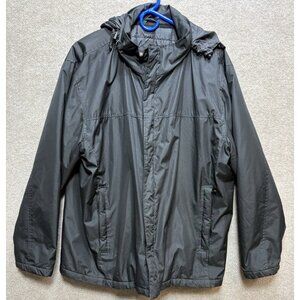 Hooded Jacket Men's Large Mountain Club Outdoor Rain Black Lined Casual GUC